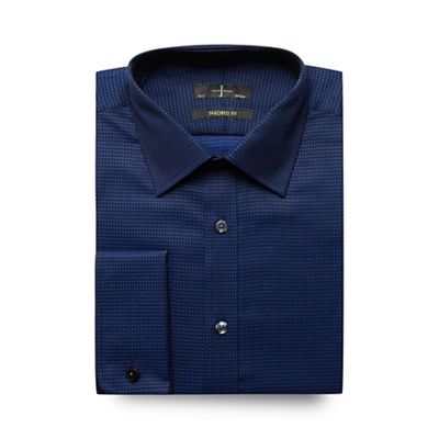 J by Jasper Conran Big and tall navy two-tone herringbone tailored shirt